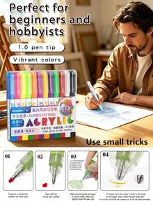 GuangNa High Gloss Acrylic Gel Pens 12/72/168/288 Colors Set, 1.0mm Hard Tip, High Pigment Concentration And Large Capacity Water-Based Ink. Can Create 3D Painting Effects, Suitable For Wood, Ceramic, Metal, Glass And Rock Painting, Back To School Gift - Sets - View 7