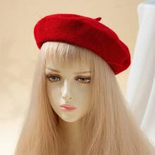 1pc Men's Wool Beret Military Hat Outdoor Adjustable Sun Protection Casual Hat Suitable For Autumn/Winter - Red - View 5
