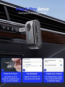 REMAX Mini Bluetooth 5.3 Audio Receiver, Plug And Play, Built-In High-Definition Microphone Supports Hands-Free Calling, High-Definition Sound Quality And Stable Low-Latency Transmission, Suitable For Car Audio, Speakers And Wired Headphones, Car Accessories, Car Essentials, Car Supplies - Silver - View 7