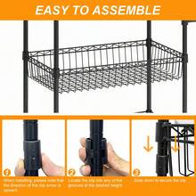 Danolapsi 3 Tier Rolling Cart,Metal Utility Storage Cart,Rolling Utility Cart With Wheels,Craft Cart With Handle,Mesh Basket,Trolley Organizer For Kitchen Living Room Office Garage Dorm - Black - View 5