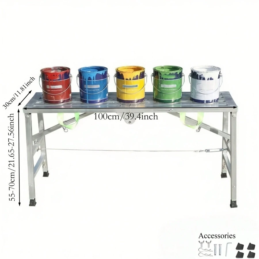 Portable Foldable Workbench With Adjustable Height & Wide Base - Heavy-Duty Foldable, Railing Suitable For Home Renovation, , RV Cleaning, Window Washing - Ideal For/Outdoor Use - 800Lbs Medium Size/39" - View 1