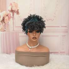 Women Black Short Kinky Curly Synthetic Headband Wig, Fluffy Natural Non‑Glueless No Lace Easy Wear Wig For Daily Party Date - Multicolor - View 8