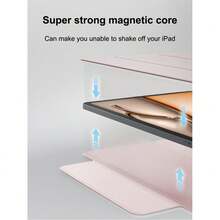 強磁吸附超薄三折式直立保護殼，適用 iPad Pro 13 吋 M5 M4 2026、Air 11 M2、10.9、Air 第 5 代、第 10 代、第 11 代、A16 2025、M3、Air 13，支援 Pencil Pro 與 Pencil - 粉色 - 查看 5
