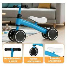 Bicicleta de Equilibrio para Niños 1 a 2 Años, Sin Pedales 4 Ruedas, Asiento Ajustable, Balance Bike para Bebé 12-24 Meses, Ruedas EVA Antideslizantes, Ligera y Estable - Rosa - Ver 7