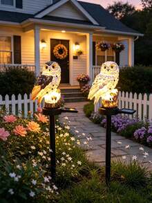 1pc Owl Shaped Solar Ground Light, Wireless Outdoor Landscape Decorative Light, Suitable For Yard, Lawn, Porch, Garden Holiday Decoration - Multicolor - View 4