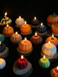 6pcs/1pc Mini Pumpkin Candle Mold, Thanksgiving Pumpkin Candle Mold, Autumn Scented Tea Wax Mold, Suitable For Candle, Aromatherapy, Handmade Soap Making, Home Decor, Holiday Party, Halloween Decoration (Candle Not Included) - Multicolor - View 9