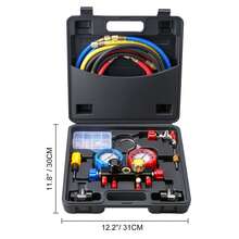 4 Way AC Gauge - AC Manifold Gauge Set For R134A R22 R12 R410A Refrigerant, Freon Gauges With 5ft Hoses, Couplers, Can Tap Works On Car Auto Freon Charging And Evacuation - For R134A R22 R12 R410A - View 10