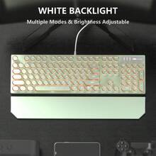 MageGee - STORM Punk Wired Mechanical Keyboard, 104 Tombol, Saklar Biru, Tutup Tombol Bulat Retro dengan Sandaran Pergelangan Tangan Magnetik, Anti-Ghosting, Lampu Latar Warna Solid/Pelangi yang Dapat Diatur, Tersedia Berbagai Warna, Cocok untuk PC/Laptop/Rumah/Gaming/Hadiah - View 7