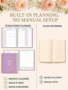 1pc 2026-2027 Monthly Planner Notebook With Calendar Grid, To-Do List & Reference Months, Office Desk Accessories Office Supplies For Work, Home Planning & Halloween Gifts - B - View 7