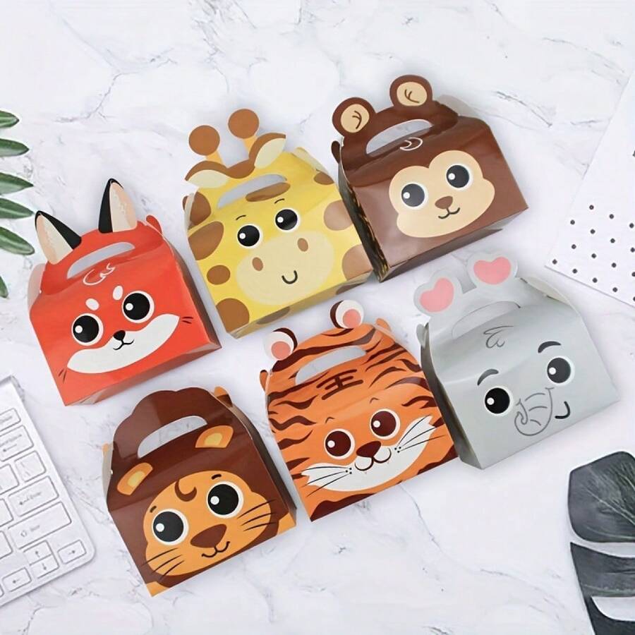 12/24pcs/Set Safari Theme Gift Boxes, Tiger, Lion, Giraffe, Elephant ...