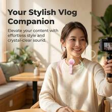 HITOZON 無線領夾式麥克風－智慧降噪、即插即用，相容 iPhone 與 Android 智慧型手機－適用於影片錄製、教學、採訪、播客 - 粉色 - 查看 2