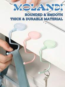 1pc Morandi Color Desktop Hook, No-Glue Traceless Hook, Student Backpack & Bag Hook - Y - View 6