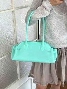 Summer Refreshing Underarm Large Bag Women's New Fashion PVC Jelly Bag Minimalist Commuter Shoulder Tote Bag - Blue - View 4
