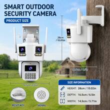 JOOAN 3MP Triple Lens Outdoor PTZ Security Camera CAM720 APP 5G WiFi Bluetooth AP Connection Electronic Zoom Human Detection Auto Tracking Full Color Night Vision Supports SD Card Cloud Storage Equipped With Network Port - Black and White - View 3