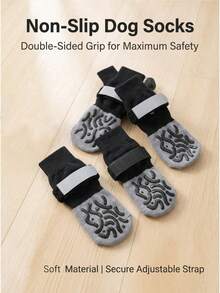 4pcs Anti-Slip Dog Socks, Double-Sided Grip Soft & Breathable, Noise-Reducing Non-Slip, For Medium To Large Dogs And Senior Dogs, Indoor Pet Socks And Leg Protection - Multicolor - View 8