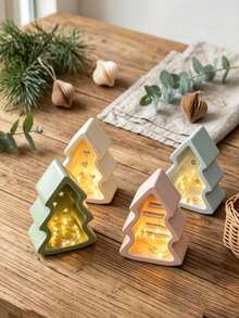 3/4/6 Cavity Christmas Tree Silicone Mold, Clay Mold, Christmas Tree Candle Holder Mold, Suitable For Making Plaster Decorations, Resin Decorations, Christmas Decorations, Home Atmosphere Decorations, Handmade Crafts, Holiday Gifts - Multicolor - View 4