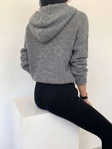 Women's Minimalist Knit Sweater, Fashion Loose Fit Pullover, Suitable For Autumn/Winter - Grey - View 2