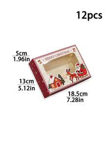 4pcs/12pcs/24pcs Christmas Window Gift Boxes, Printed Santa Claus & Reindeer Gift Empty Boxes, Holiday Party Gift Packaging For Cookies, Snowflake Crisps, Candy, Desserts Storage - View 16