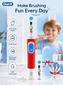 Oral-B D103K Kids Rechargeable Electric Toothbrush IPX7 Waterproof With Dual Cleaning Modes - Multicolor - View 1