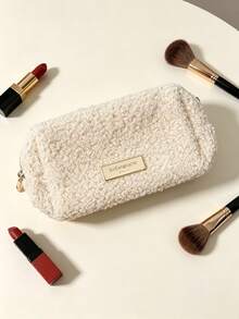 Yves Saint Laurent YSL Saint Laurent Cream Apricot Teddy Fleece Makeup Bag, Ins High-End Plush Handheld Touch-Up Pouch For Women - Plush Makeup Bag - View 6