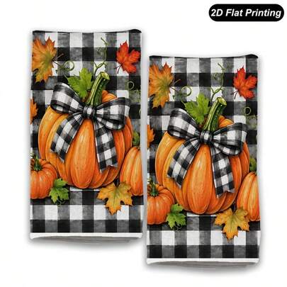 Toallas de cocina de otoño, set decorativo de toallas de platos, toallas de mano con estampado de calabaza y cuadros búfalo, decoración de otoño, paños de cocina de estilo granja para Acción de Gracias y cocina