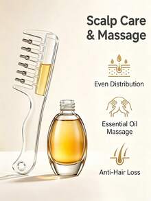 Transparent Pink Liquid Guide Comb, Visible Liquid Guide Comb, Rolling Ball Metal Teeth, Even Liquid Control And Distribution Design, Nourishes Scalp And Hair Roots, Relieves Scalp Tension, Prevents Hair Loss, Suitable For Hair, Beard And Pet Fur - Multiple Styles - View 2