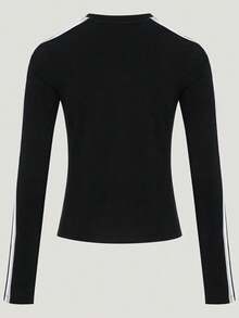 Adidas 女款 FAV 3S LS TEE 長袖針織無領 T-shirt TKZ1556 - 黑與白 - 查看 3