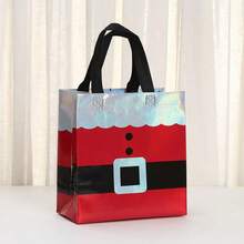 1/5PCS Customized Red Gift Bag For Christmas Day, Personalized With A Name, Featuring A Handle And Laser Element Design, Adorned With A Santa Claus Pattern. It'S A Party Tote Bag Made Of Non-Woven Fabric, Gift For Her/Him - Multicolor - View 19
