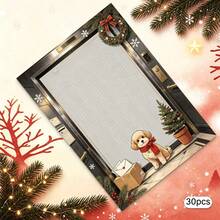 Christmas Theme Stationery, 30 Sheets/Pack, Suitable For Letter Writing Or Note Taking, High-Quality Paper Easy To Use, Festive Artistic Border Design - Rectangle - View 10