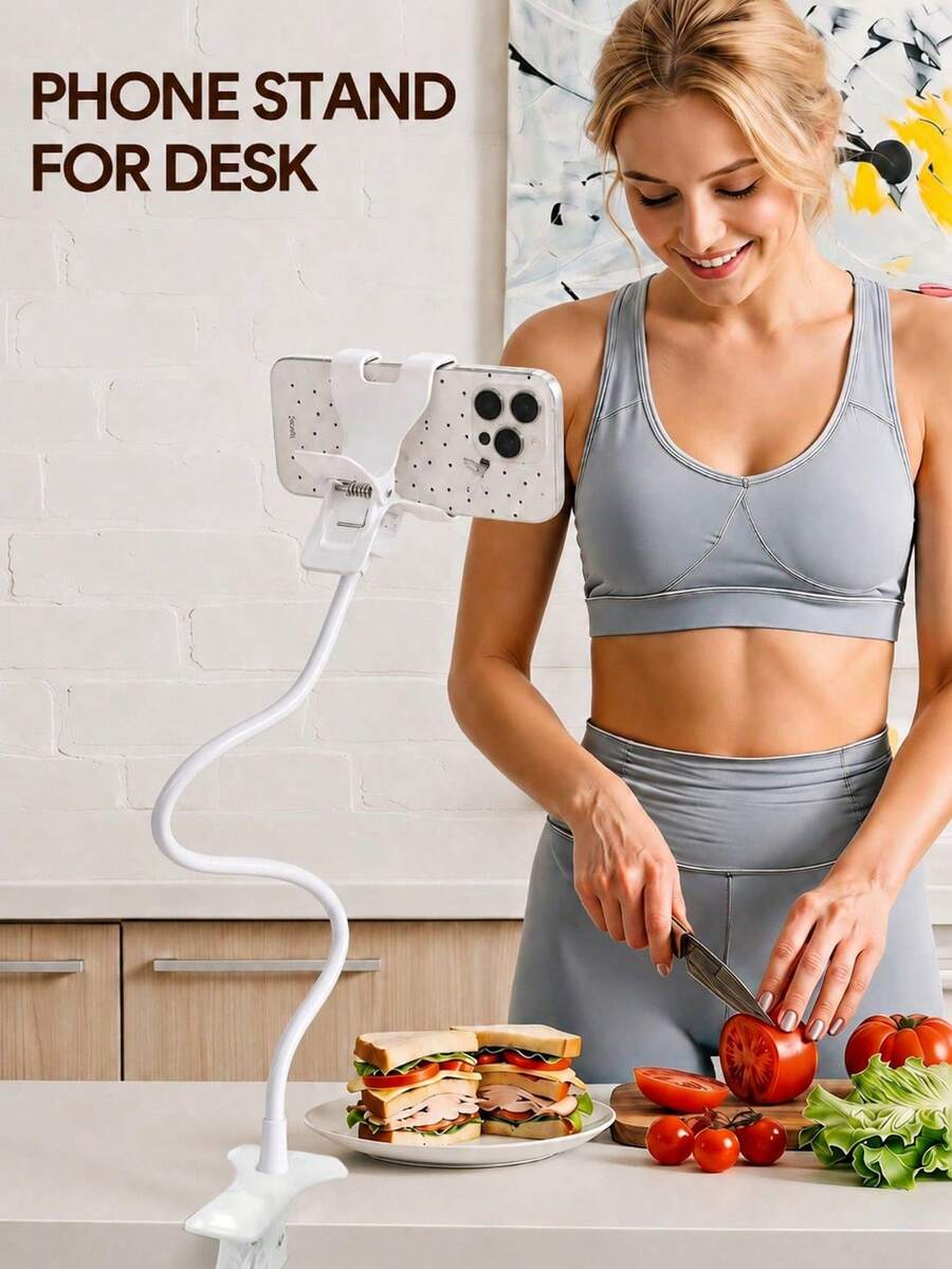 Flexible Phone Clip Holder, Adjustable Long Arm Slouchy Phone Stand Clip Mount, Desktop Bedside Smartphone Holder, Suitable For Watching Movies And Reading - Multicolor - View 1
