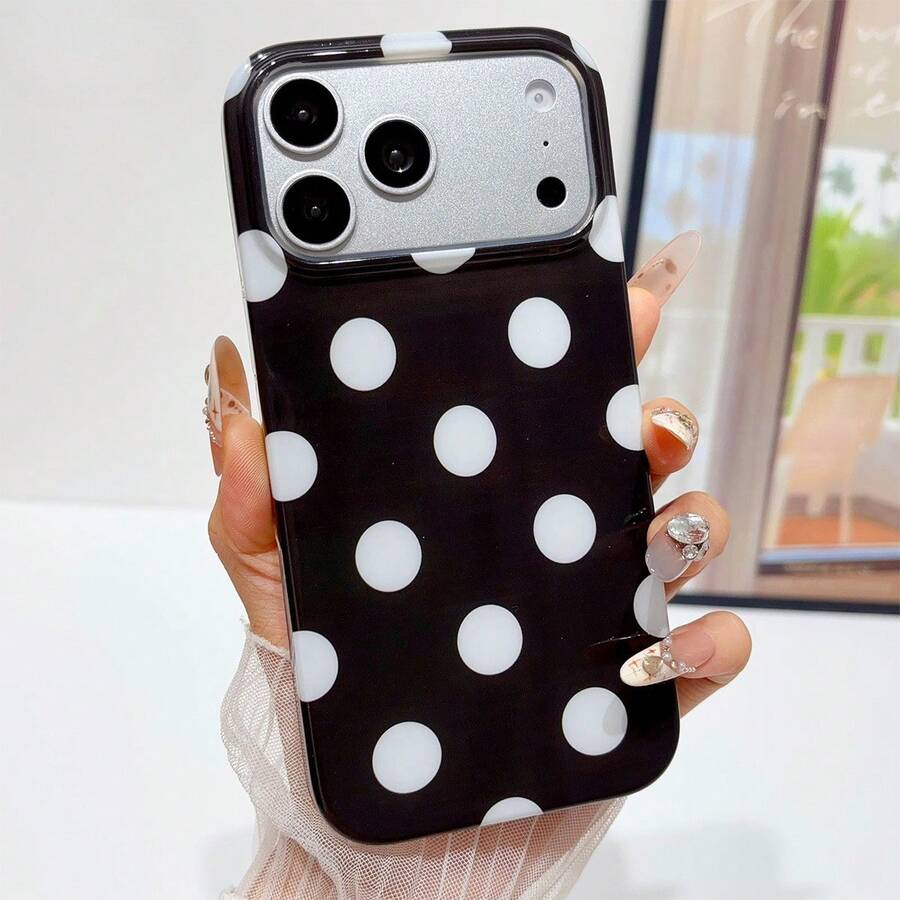 KOOLIFE Minimalist And Adorable Polka Dot Phone Case, With A Simple Style, Elegant And Fashionable, Suitable For Both Men And Women. The Surface Is Smooth And Hard, Resistant To Scratches, Wear-Resistant And Durable. It Is Compatible With Iphone 13, 14, 15, 16, 17/18 Series Models (Including Pro And Pro Max Versions). - Black B Polka Dot - View 1