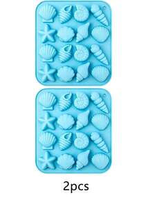 2 Packs 12-Cavity Silicone Shell And Starfish Ice Cube Tray Molds, Ocean Theme Silicone Molds, Shell Molds, Handmade DIY, Home Use - A - View 13