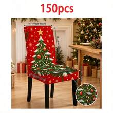 1/2/4/6/8pcs Christmas Tree Print Elastic Chair Covers, Removable, Washable, Easy To Clean, Suitable For All Seasons, Perfect For Holiday Home Decor, Fits Dining Room, Living Room And Kitchen - Multicolor - View 17