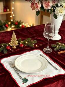 1/2/4pcs Holiday Party Decoration Napkins, Christmas Home Dinner Table Decor, Creative Atmosphere Photo Props - White - View 3