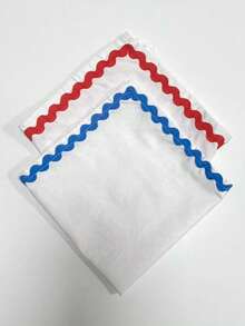1pc/2pcs/4pcs Minimalist Colorful S-Shaped Lace Square Napkin, Handkerchief, Decorative Cover Cloth For Daily Use And Party - White - View 5