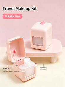 Portable Makeup Remover Box, 2-In-1 Travel Makeup Remover Container With Cotton Pad Storage And Liquid Reservoir, Compact Refillable Makeup Remover Box, Portable Cosmetic Storage Box, Suitable For Travel, Daily Use, Women - Multicolor - View 5