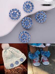 10pcs/Pack Snowflake Hollow Rhinestone High-End Metal Buttons, Suitable For Skirts, Dresses, Cardigans, Hand-Sewn Buttons, Suitable For Coats, Sweaters, Suits, Evening Gowns, Tops Decorative Buttons, Shoes And Hats Gift Boxes, DIY Accessories - Multicolor - View 12