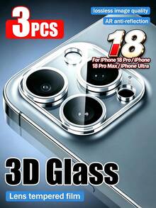 Yezodawee 3pcs 3D Transparent Camera Lens Protector, 9H Tempered Glass Anti-Scratch Lens Film, Compatible With Phone18 Pro Max/18 Pro/17 Pro Max/17 Pro/16 Pro Max/16 Pro/15 Pro Max/15 Plus/14 Pro Max/14 Pro/13 - Clear - View 2