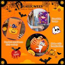 12/24 Halloween DIY Face Sticker Puzzle - Classic Bat, Ghost, Pumpkin And Vampire Character Designs, Interactive Puzzle Toy Promotes Brain Development, Children's Party Gift, Gift Packaging, Classroom Activity, Halloween And Christmas Gift - Mixed Color - View 4