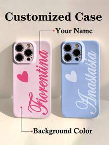 1pc Minimalist Cream Ins Style Retro Y2K Sweet Cool Girl Heart Signature Customized Color Pattern Contrast Image Name Personalized Signature Short Phrase Custom Couple Daily Commute Holiday Anniversary Exclusive Gift Phone Case Custom 2-In-1 Glossy Film Hard Shell Full Coverage Protective Cover Compatible With IPhone 11/12/13/14/15/16/17 Pro Max - Multicolor - View 1