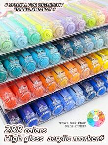 GuangNa High Gloss Acrylic Gel Pens 12/72/168/288 Colors Set, 1.0mm Hard Tip, High Pigment Concentration And Large Capacity Water-Based Ink. Can Create 3D Painting Effects, Suitable For Wood, Ceramic, Metal, Glass And Rock Painting, Back To School Gift - Sets - View 8