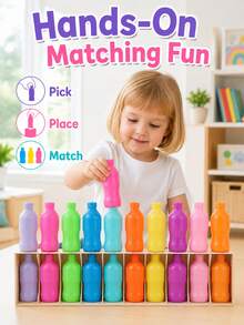 Fun The Bottle Game Children Color Memory Beverage Matching Game Brain Memory Training Educational Toy, The Bottle Color Memory Matching Toy Children Logical Thinking Reasoning Board Game Multi-Player Interactive Educational Desktop Game - Multicolor - View 3
