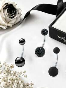3PCS Punk Style Black Navel Nail Belly Button Ring Halloween Gift 14g 316L Hypoallergenic Suitable For Women - 1.6*10mm Navel Nail - View 5