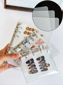 Transparent Loose-Leaf Wearable Nail Display Album, Detachable Inner Pages Nail Sample Storage Book, Handmade Nail Chip Style Collection Storage Album With Adhesive Strips, Professional Nail Studio Use - Multicolor - View 5