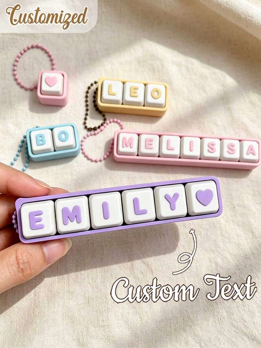 Personalized Name Clickable Keychain, Customized 3D Printed Name Tag, Cute Backpack Charm, Personalized Key Holder Gift, Suitable For Children, Friends And Family - Multicolor - View 1