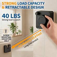 Tendedero Invisible Retráctil, Montaje en Pared Sin Perforaciones, Acero Inoxidable Engrosado a Prueba de Óxido, Artefacto para Balcón, Baño, Apartamento Pequeño, Cuerda de Secado para Interiores y Exteriores del Hogar, Tendederos - Ver 2