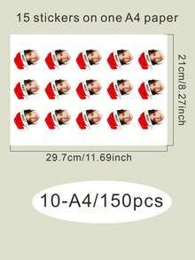 15-150pcs Custom Christmas Photo Stickers, Personalized Santa Hat Name Labels, Festive Holiday Portrait Style, Customized Photo Gift Stickers, Customizable Name Decals, Christmas Gift Wrapping Decor, Holiday Party Favors, Family Christmas Stickers - Style a - View 11
