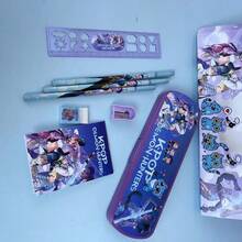 Hasbro 1 Set KPOP Demon Hunter Stationery Set, Cartoon Anime Theme Stationery Gift Box Set, Includes Pencil, Pencil Sharpener, Ruler, Sticky Notes, Stickers, Student Daily Writing, Office Records, Holiday Gifts, Birthday Favors, Back To School Stationery Gift Pack, Learning Supplies Gift Box Demon Hunter Girl Group Stationery 6-Piece Set (Random Color And Style) - Multicolor - View 9