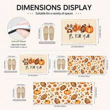 1pc, Autumn Theme Pattern Printed Faux Cashmere Kitchen Mat, Absorbent Kitchen Floor Mat, Kitchen Rug, Long Runner Mat, Sink Front Mat, Suitable For Kitchen, Bathroom, Entryway, Hallway, Laundry Room And Home Decor - Multicolor - View 3