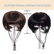 Cute Funny Bob Hair Wig Headpiece For Dogs, Pet Bangs Hair Accessory Prop - Natural Black - View 2